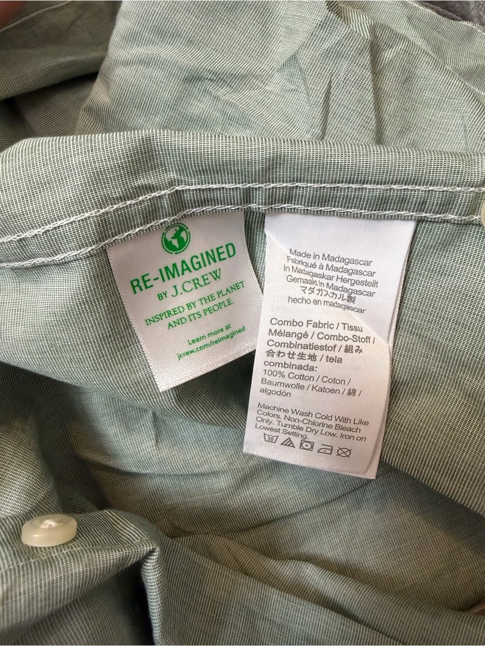 J. Crew Light Green Long-Sleeve Button-Down Shirt